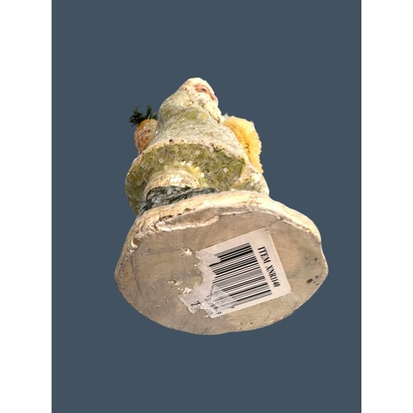 Folk Art Santa Figurine By Teena Flannery With Bottle Brush Wreath Unsigned - Picture 6 of 6